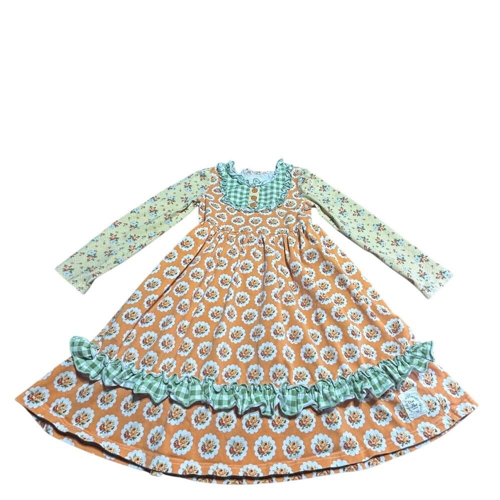 Olive Mae long sleeve ruffle dress fall floral pattern size girls 7/8